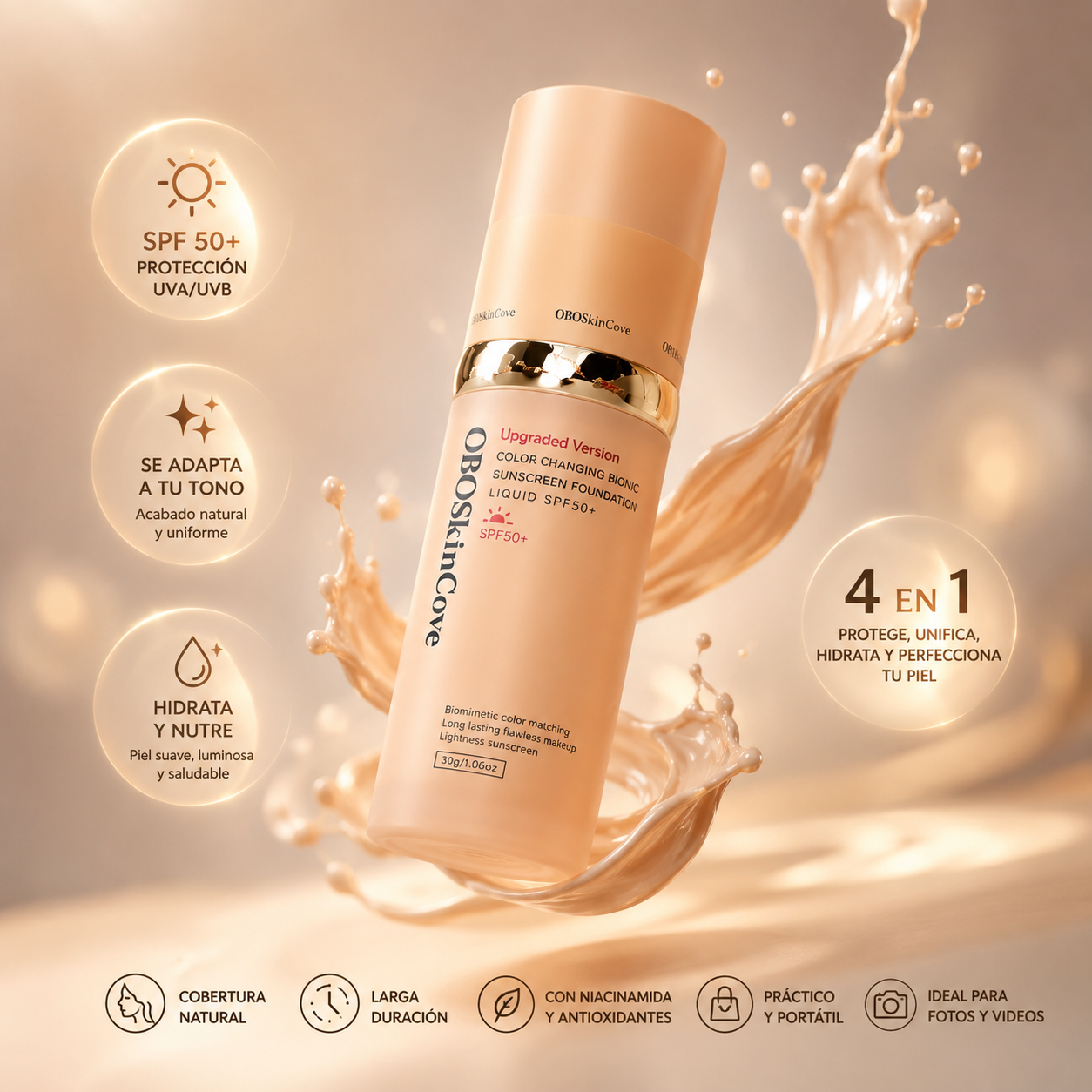 LuminaSkin 4 en 1 SPF 50+: Corrige, protege e hidrata tu piel